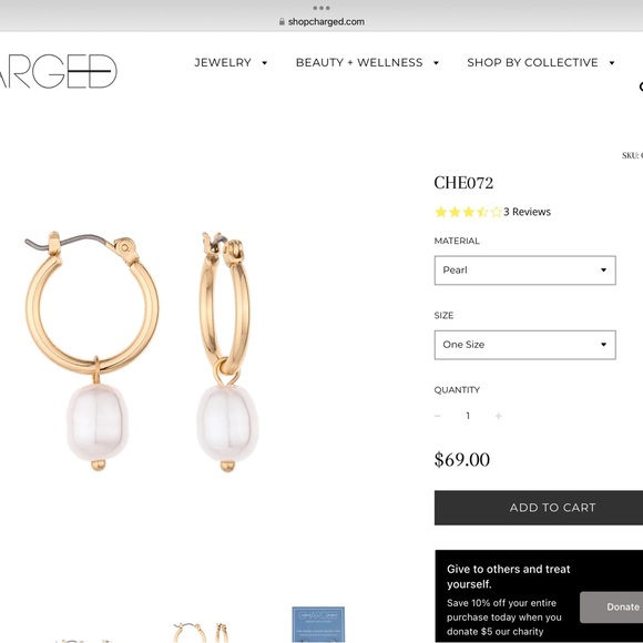 Charged Jewelry With A Story- Pearl Huggie Hoops - Picture 3 of 4